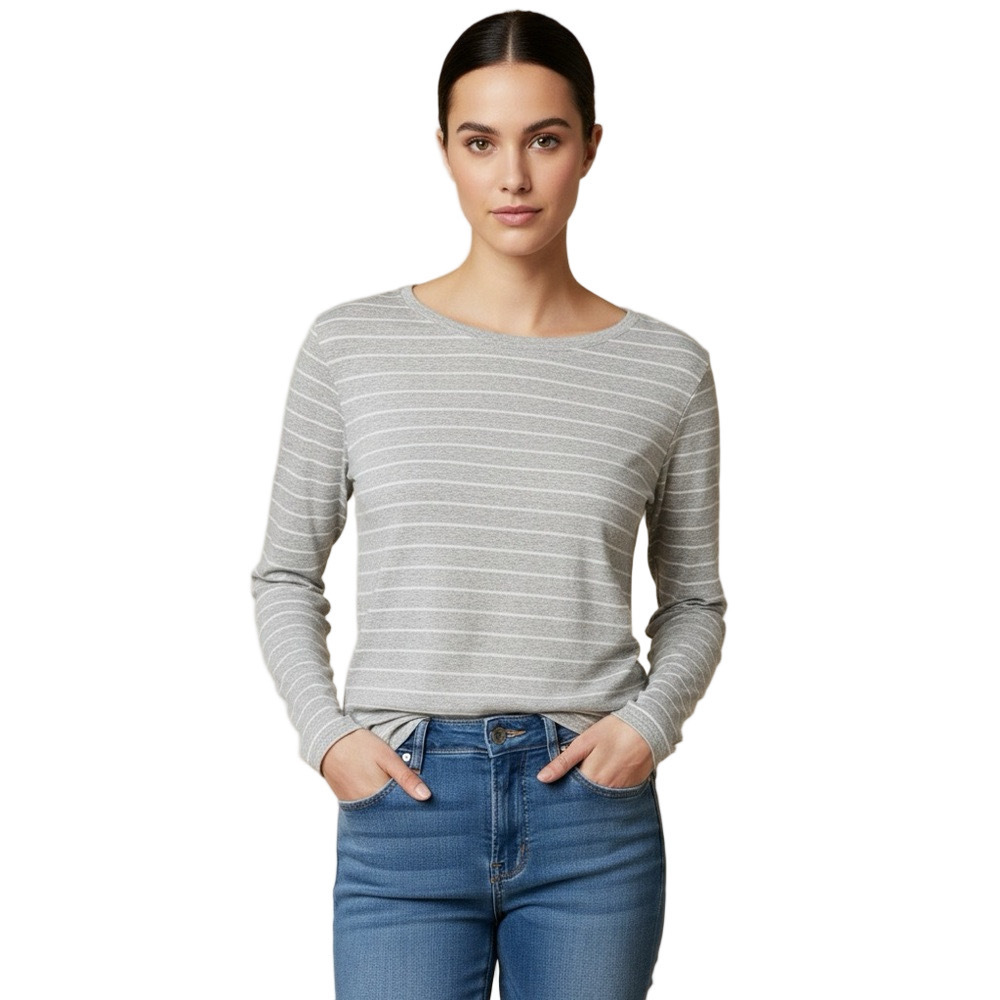 Eddie Bauer Super Soft Gray Striped Long Sleeve Tee Size XXL